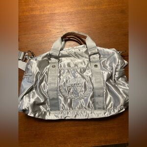 PINK Victoria's Secret Silver Satin Duffel Bag